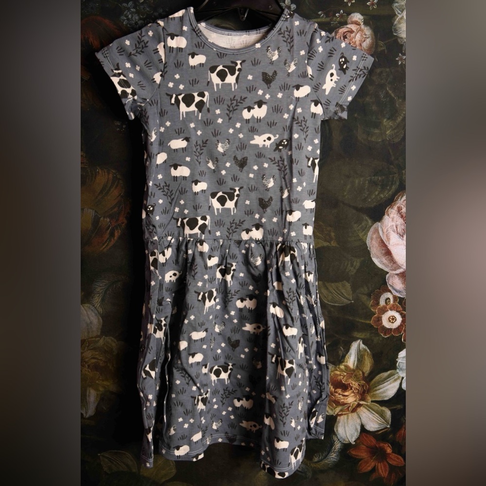 BNWT Winter Water Factory farm print short sleeve dress size 10